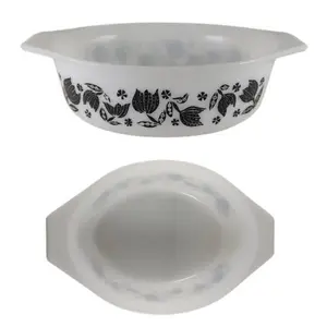 Vintage Pyrex Black Tulip 1.5 Quart Casserole Dish NO LID