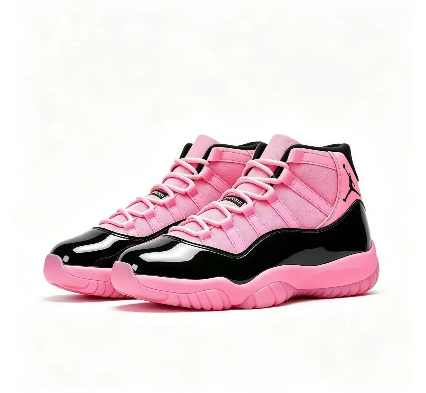 Men’s Black Pink Glossy High Top Basketball Sneakers Premium Patent Leather Padded Ankle Support Fashion Streetwear Trainers Non Slip Cushioned Rubber Sole Casual Athletic Shoes For Daily Walking Street Outfits