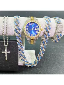 Hip-hop case and fashionable strap necklace set, with a dial suitable for both men and women. Perfect for parties, Valentine's Day and birthday gifts. The ideal choice for family gifts, a must-have for rap gatherings, handcrafted, party star