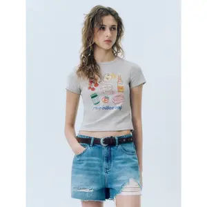 URBAN REVIVO 2026 Women's Comfortable Streetwear T-Shirt - Round Neck, Cotton Blend, Short-Sleeve, Skinny Fit, Casual Everyday Top, Tshirt