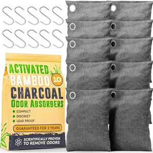 10 Activated Charcoal Bags Odor Absorber Home Bamboo Charcoal Air Purifying Bag for Strong Odors Car Closet Shoe Basement Deodorizer Eliminator Room