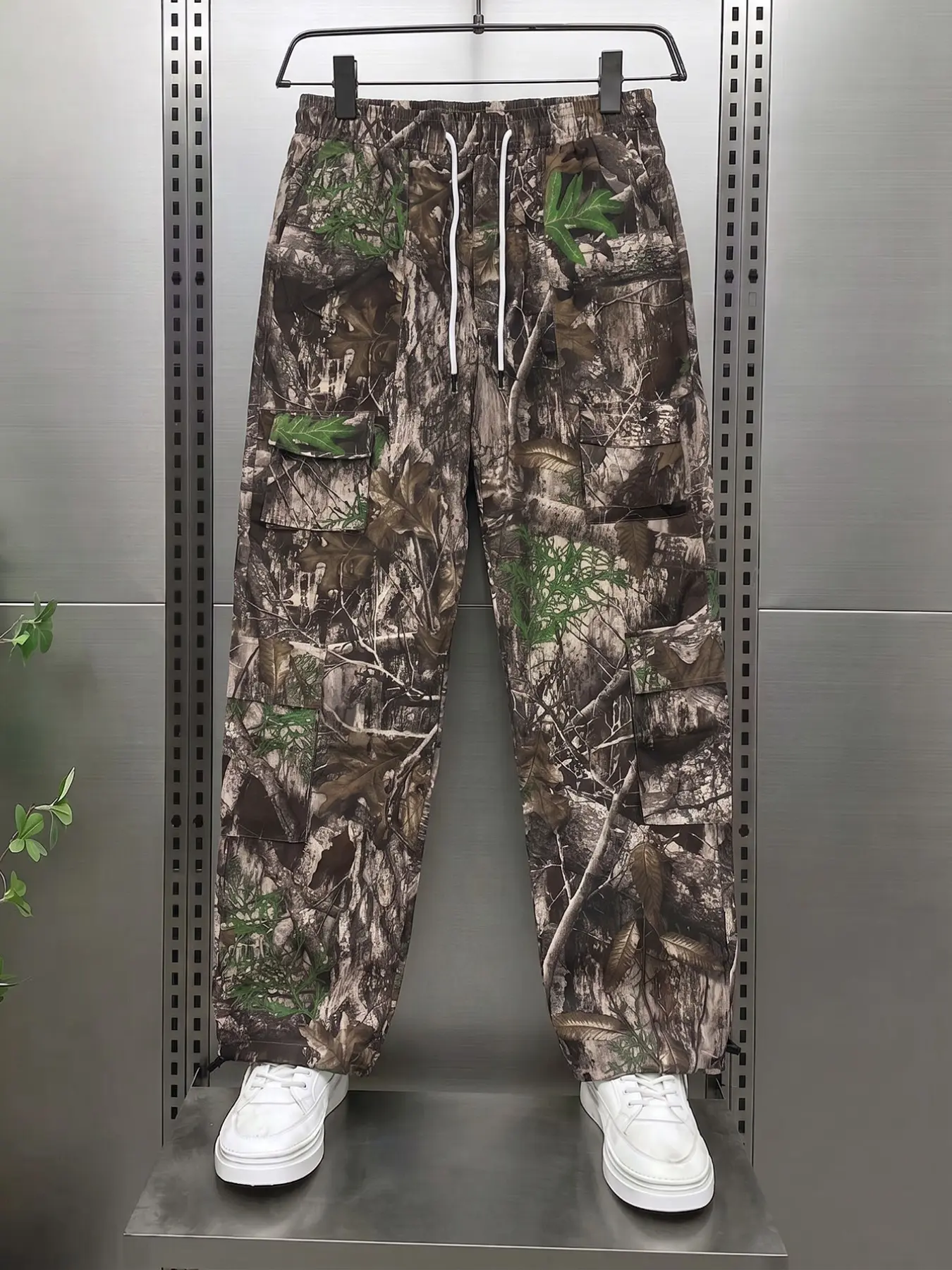 Men's Fashion Jungle Digital Print Casual Loose Elastic Work Pants, Waist Drawstring, Multiple Pockets, Adjustable Elastic Ankles, Ideal for Daily Wear, Outdoor Hiking, Casual Comfy Trouser