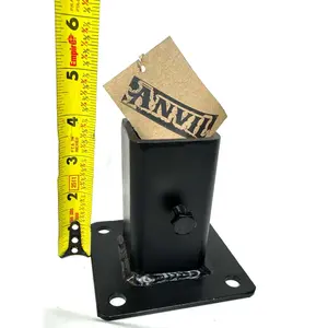 No Welding Repairs for 1 1/2" Outdoor Deck Railing -Steel Post Mounts 4" H. w/ four " Base plates Black Paint