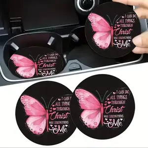 Car Cup Holder Coaster, Round Anti-Slip Car Cup Holder Pad, Stylish Drink Mat for Vehicle Interior, Car Accessories for Men & Women