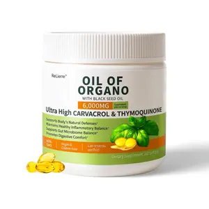 ReLierre Oil of Oregano with Black Seed Oil, 6000mg Oregano Oil Capsules for Immune Support with High Carvacrol & Thymoquinone, Antioxidant, Non-GMO, Gluten Free, 150 Softgels