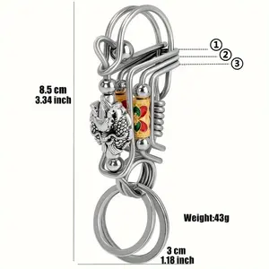 Hand Carved Matte Stainless Steel Faucet Keychain-Men's Mechanical Car Key Ring, Shuwang, Street Style cute pendant keychain cute keychains Surgical Steel CZ Piercing Jewelry Set, Everyday Use - Men's Accessory