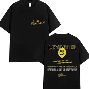 Louis Tomlinson Lemonade Tour Album Vintage Fashion Big Size High Quality 2025 Summer Pure Cotton 100% Printed T-shirt