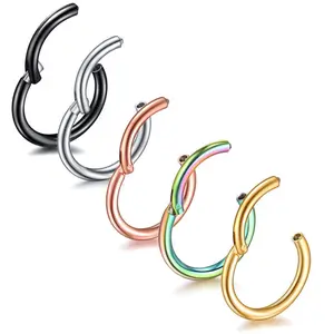 Stainless Steel Hinged Nose Ring 16G 18G