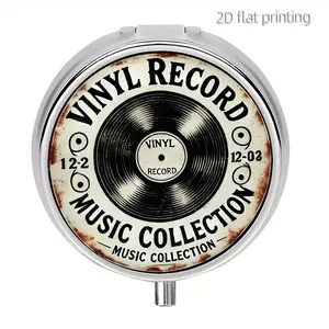 Vintage Vinyl Record Pill Box with 3 Compartments, Food Grade Plastic and Metal, Unique Gift for Music Lovers, Portable and Cute
