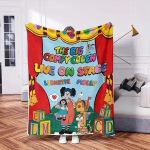 The Big Comfy Couch Live on Stage Flannel Blanket - Ultra-Soft All-Season Throw with Vibrant Theater-Themed Illustrations, Multi-Use for Sofa, Camping & Travel