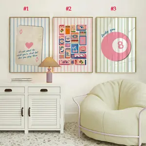 Set of 3 pink matchbox posters, classic matchbox poster, Lucky You poster, trendy Ace of Hearts poster, How Lucky Are We print, 8 Ball print, trendy art print