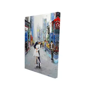 3 Kult Mai 360 Stand Times Square Kiss Print Wall Art, 24x36 in City Building Artistic Photo, Square Wall Arts, Bedroom Home Decor, Ideal Gift, Print Wall Arts