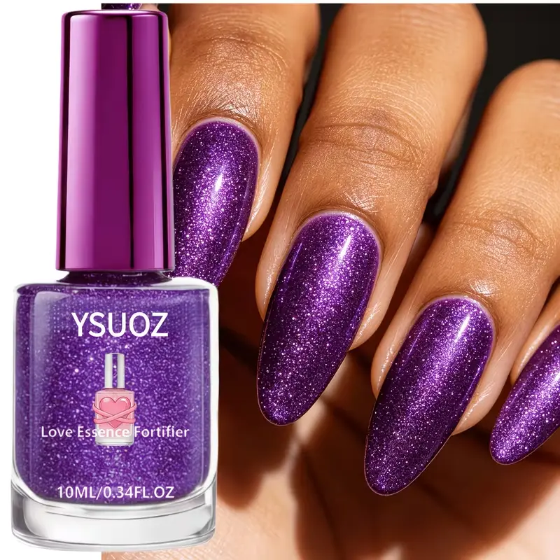 YSUOZ Plum-Purple Glitter Nail Polish - Flawless Shimmering Finish, Natural Fast-Drying Formula, Apply Easily, No Dryer Needed, Salon-Quality Manicure, Valentine’s Day & New Year Gift, Ideal for Nail Art