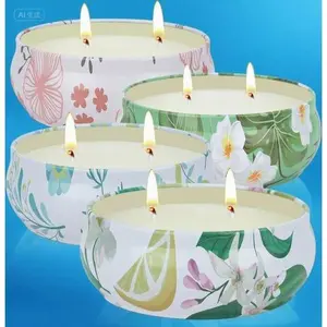 Soy Wax Candles Outdoor, 4 Pack Lemongrass Scented Candles, Decorative Jar Candles for Patio Garden Backyard, Long Lasting 240 Hours Burning Time, Natural Insect Repellent, Camping Summer Essential