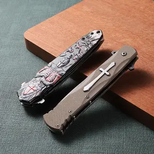 Multi-functional camping knife with a beautiful non-slip handle, portable and easy to carry, suitable for cutting meat and fish, making it the ideal choice for outdoor camping and barbecues, and a perfect gift for men!