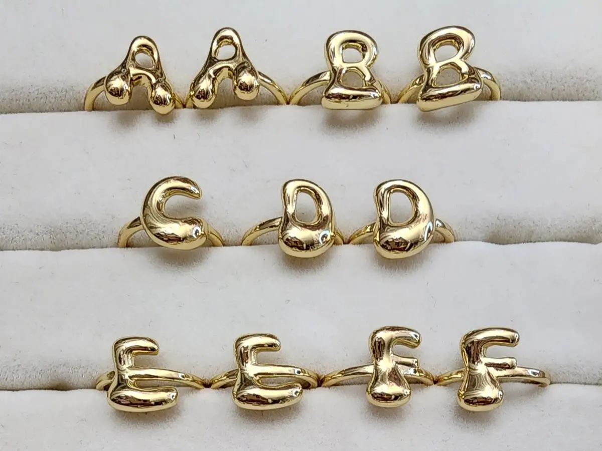 Gold Laminated Initial Adjustable Ring