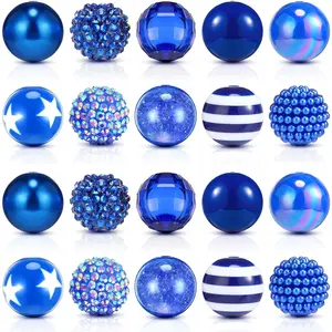 20 count Chunky Bubblegum Beads 20mm Focal Pen Large Rhinestone  Beads for DIY Beadable Pen School  Making  Craft Making(Dark Blue)