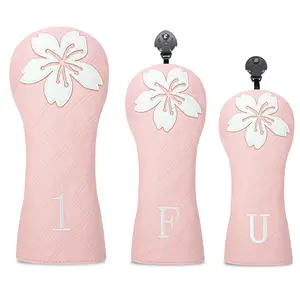 Mesh Golf Club Head Cover with Floral Cherry Pattern, Durable Dust Protection for Wood Clubs, Golf Accessories
