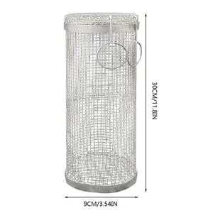 BBQ Basket Stainless Steel Rolling Grilling Basket Wire Mesh Cylinder Grill Basket Portable round Outdoor Camping Barbecue Rack Does not apply