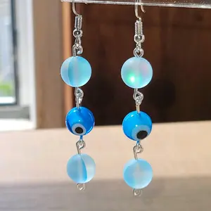 Blue Bead Eye Earrings