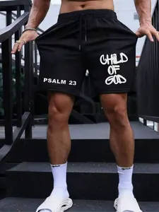 Viral Child of God Psalm 23 Graphic Shorts Oversized Soft Breathable Streetwear Aesthetic Athletic Gym Shorts Y2K Trendy Casual Daily Outfit Christian Faith Merch Hot TikTok Fashion Must-Have Comfortable Relaxed-Fit Summer Shorts for Men Workout/Lounge