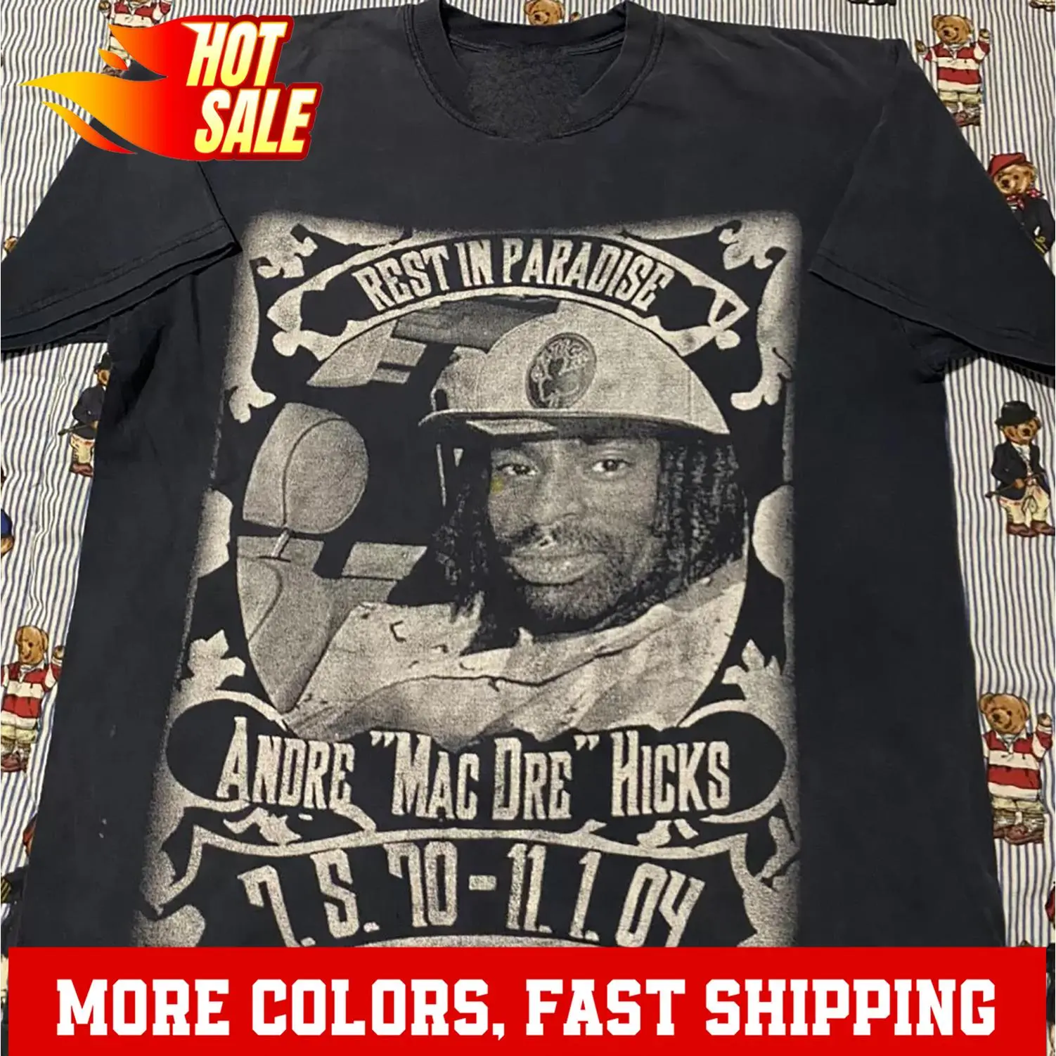 Vintage Mac Dre Rapper Heavy Cotton Black Full Size Unisex Tee Shirt AA942