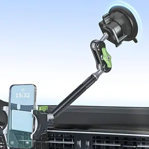 Heavy Duty Suction Cup Phone Holder for Truck SUV RV 360° Rotating Adjustable Long Arm Car Mount Heat-Resistant Tool-Free Installation Large Vehicles GPS Navigation Safe Driving
