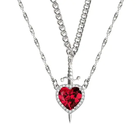 Heart And Sword Necklace For Couples Stainless Steel Twist Chain Cuban Chain Promise Relationship Matching Heart And Cross Necklace For Couples Freak Gifts Accessories Jewelry Set Xmas Birthday Valentines Day Romantic Cute gifts for her Girlfriend GF BF