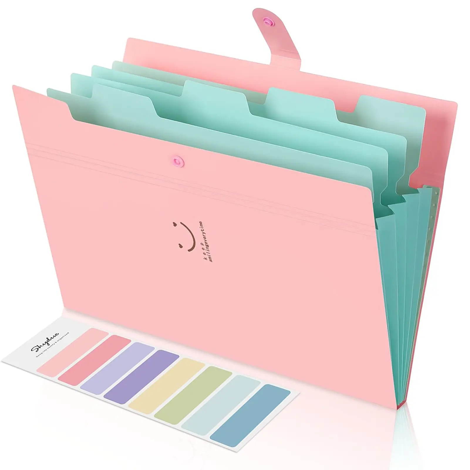 Aesthetic Accordion File Organizer with 5 Pockets, Portable Document Paper Bill Receipt Organizer, Letter/A4 Size - School Office Supplies
