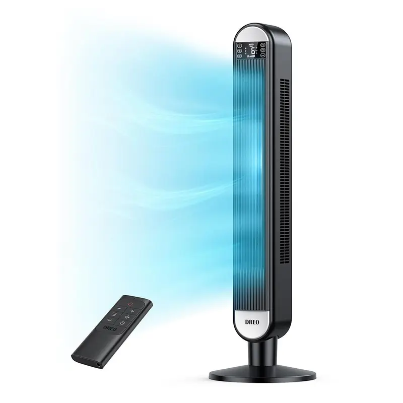 Dreo Tower Fan for Bedroom, 42 Inch Bladeless Fan, 24ft/s High Velocity, 6 Speeds, 4 Modes, 90° Oscillating with Remote, Large LED Display, 12H Timer, 34db Quiet Floor Fans for Home Living Room Office appliances device 0