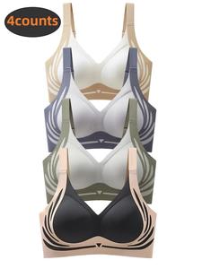 women's colorblock vneck wireless bra, soft comfortable adjustable straps breathable backless style bra, casual women's lingerie for all seasons, bras for women, lingerie for women, womenswear, underwear