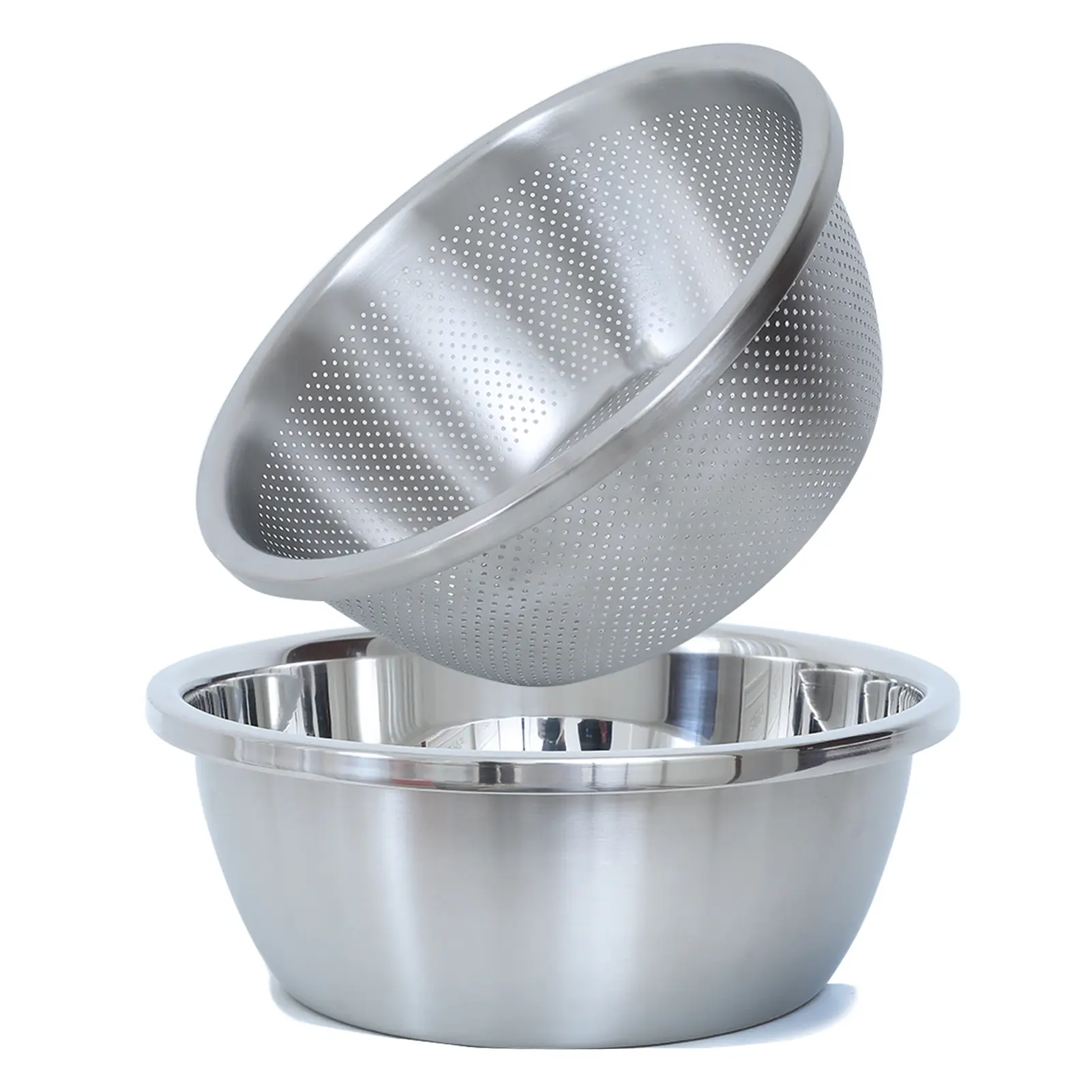 304 Stainless Steel Microporous Colander,2QT Large Capacity with Mixing Bowl For washing vegetables, fruit and rice and for draining cooked pasta(2PC) Kitchen Utensils Filter Holes