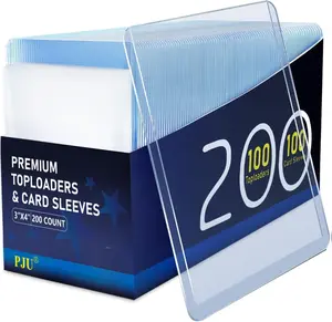 200 Card Sleeves Top Loaders for Cards, Premium Toploaders for Cards, 3"x4" Baseball Card Protectors Hard Plastic, Hard Card Sleeves, Sports Trading Card Holder (100 Toploaders + 100 Penny Sleeves)