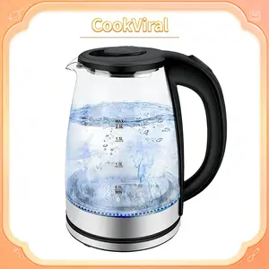 Electric Kettle Water Boiler, 2.0L Electric Tea Kettle, WideOpening Hot WaterBoiler with LED Light, Auto Shut-Off &Boil DryProtection, Glass Black Household boil-drykeepwarm Kitchen Appliances Automatic stainless fast boiling water heater gift