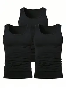 Men's Casual Tank Tops 3-Pack | Classic Sleeveless Design | Breathable Moisture-Wicking Fabric | Ideal for Sports, Loungewear & Street Style | Must-Have Wardrobe Staple