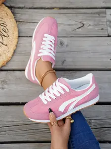 Women's Vintage Striped Casual Shoes, Soft Sole Suede Sneakers, Casual Trainers, Trending Sneakers, Comfortable Commuter Campus Footwear, All Season Leather Fabric