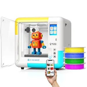 AOSEED X-Maker AI 3D Printer with Design App - Fully Enclosed, AI Design App, Extensive Collection of 3D Toy Templates, with 15+ Mini 3D Design Modules, 3D Printer with 4-Piece PLA Filament Set