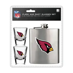 Mojo Licensing NFL Flask Set - 1 Flask and 2 Shot Glasses