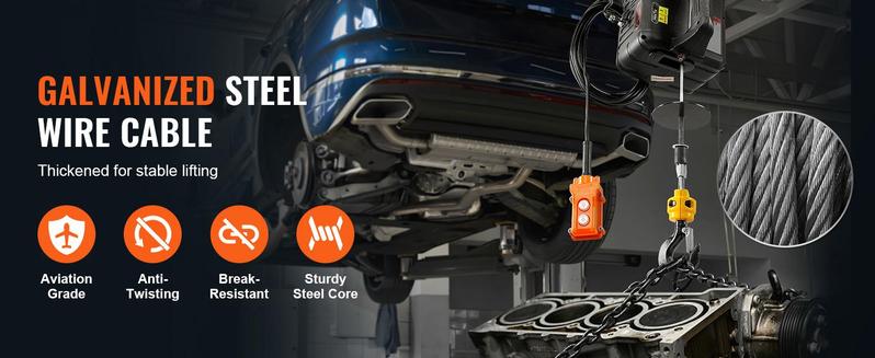 VEVOR 3-in-1 Electric Hoist Winch, TikTokShopBlackFriday, 1100lbs 1500W Portable Power Winch Crane, 110V/120V 22.9 ft Lifting Height, 13 ft/min with Manual, Wired and Wireless Remote Control, Overload Protection