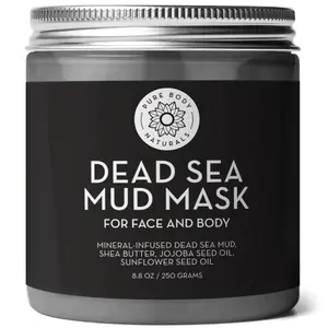 Pure Body Naturals Dead Sea Mud Mask  Face Mask and Body Mud for Acne, Blackheads, and Oily Skin  Facial Self Care for Men and Women  Minimize Pores with Deadsea Mud, Clay, Charcoal  8.8 Ounce