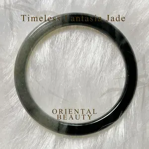 Certified genuine qinghua black and grey Hetian jade mini bracelet bangle - inner diameter 53mm