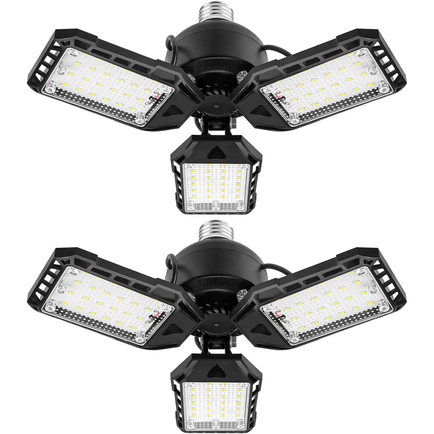 LED Garage Lights Bulb 2 Pack -80W, 8000LM 6500K Led Shop Light with 3 Deformable Panels, Basement Barn Light Garage Ceiling Lights, E26/E27 for Garage, Warehouse, Shop, Basement