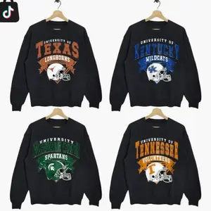 Custom Team Varsity Football Sport Grey Sweatshirt, Retro 90s College Graphic Crewneck, Classic Cozy Game Day Pullover K4K