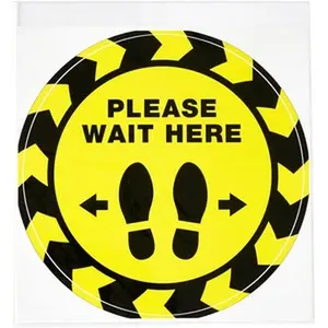 Avery AVE83020 Social Distancing Floor Decals Please Wait Here Print & Message Wall Sticker - Pack of 5