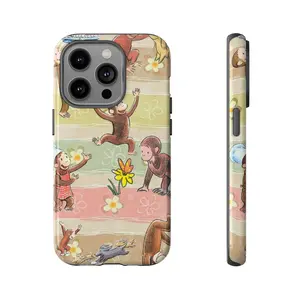 Curious Monkeys and Colorful Flowers Phone case, Tough Phone Case in a Vintage Storybook Style, movie phone case, Gift for fans, ccurious movie georgeee