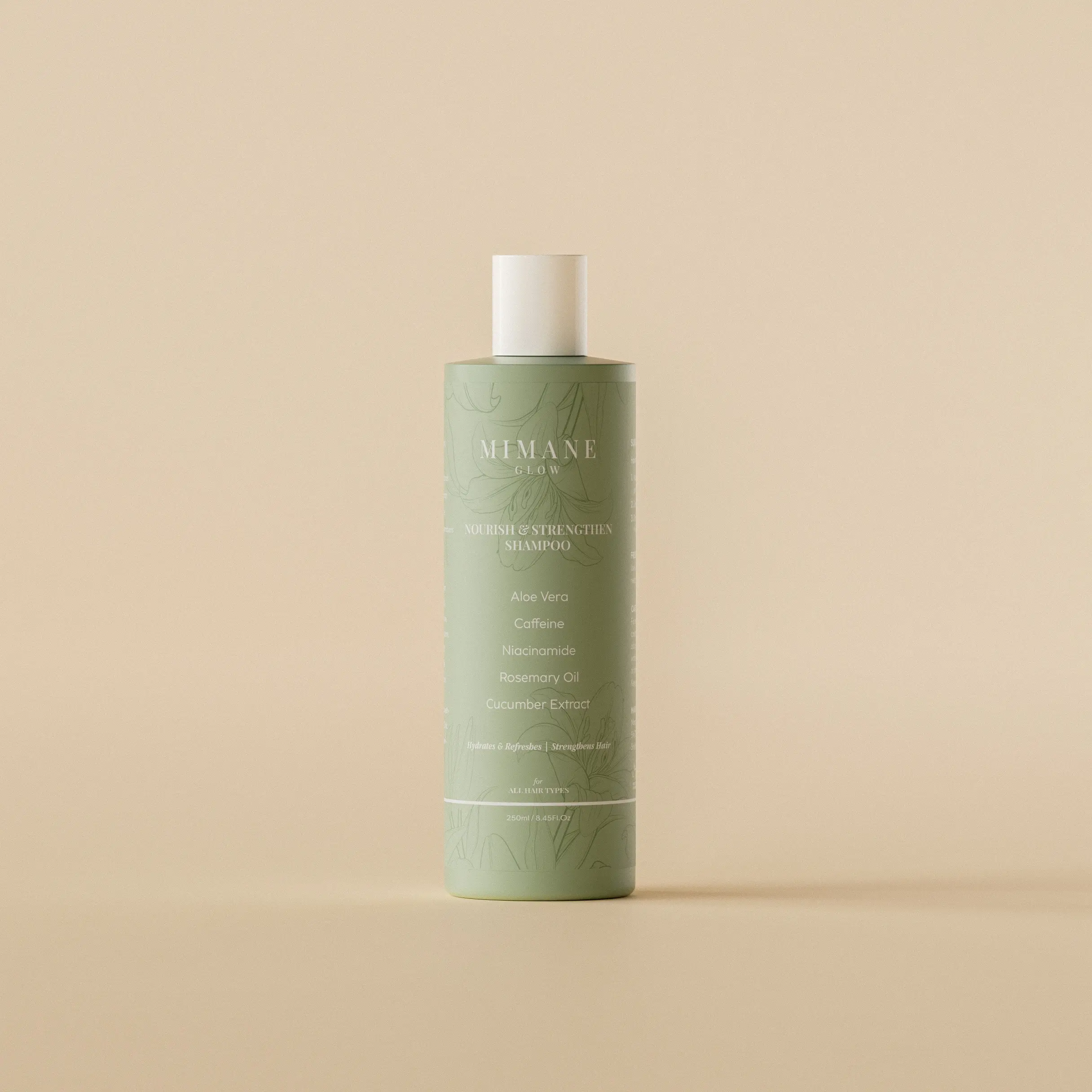 Mimane Glow – Nourish & Strengthen Shampoo | Gentle, Hydrating Cleanser | Sulfate-Free | Aloe Vera, Jojoba Oil & Caffeine | 250ml Hair Thickening Conditioner Moisture Tea Tree Niacinamide