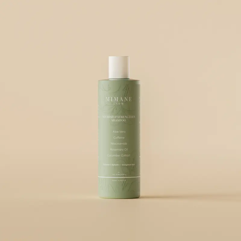 Mimane Glow – Nourish & Strengthen Shampoo | Gentle, Hydrating Cleanser | Sulfate-Free | Aloe Vera, Jojoba Oil & Caffeine | 250ml Hair Thickening Conditioner Moisture Tea Tree Niacinamide