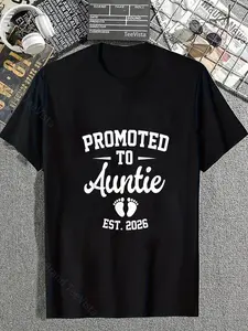 100% Cotton Promoted To Auntie Est 2026 Retro Soon To Be Auntie 2026 T-Shirt