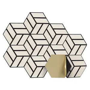 JAMELO Self-Adhesive Acoustic Panels, 10 Pack Wood Grain Sound Proof Acoustic Foam, High Density Hexagon Wood Slat Panels, 3D Sound Absorbing Wall Panels for Home Studio Office Decor Noise Reduction