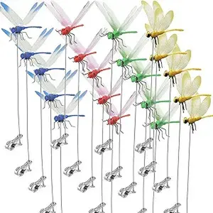 8/12/16pcs Dragonfly Clips For Insect Repellent, 3D Artificial Dragonfly Hat Clips With A Natural Appearance, Simulated Dragonflies For Tourist Attractions And Garden Decoration, Colorful Simulated Dragonfly Sticks For Decoration, Garden Accessories